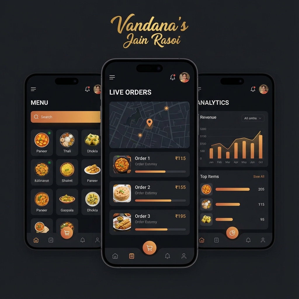 Vandana's Jain Rasoi - Food outlet management app developed by UpNXT IT Solutions Pune
